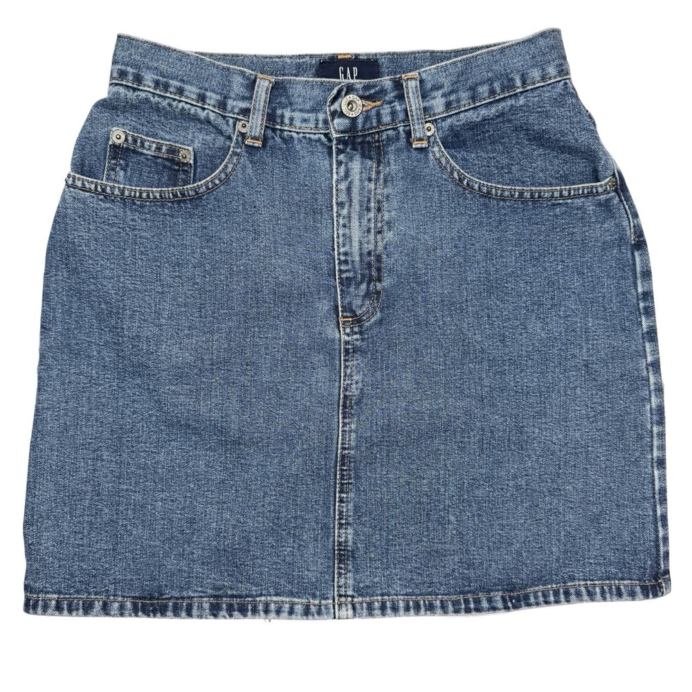 Y2K Gap Denim Skirt Size 4 Blue Jean Cotton Vintage Classic